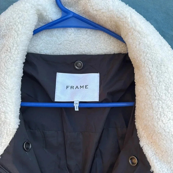 FRAME Mix Media High Pile Fleece Jacket Off White **no insert** NWT sz LARGE - Picture 2 of 8